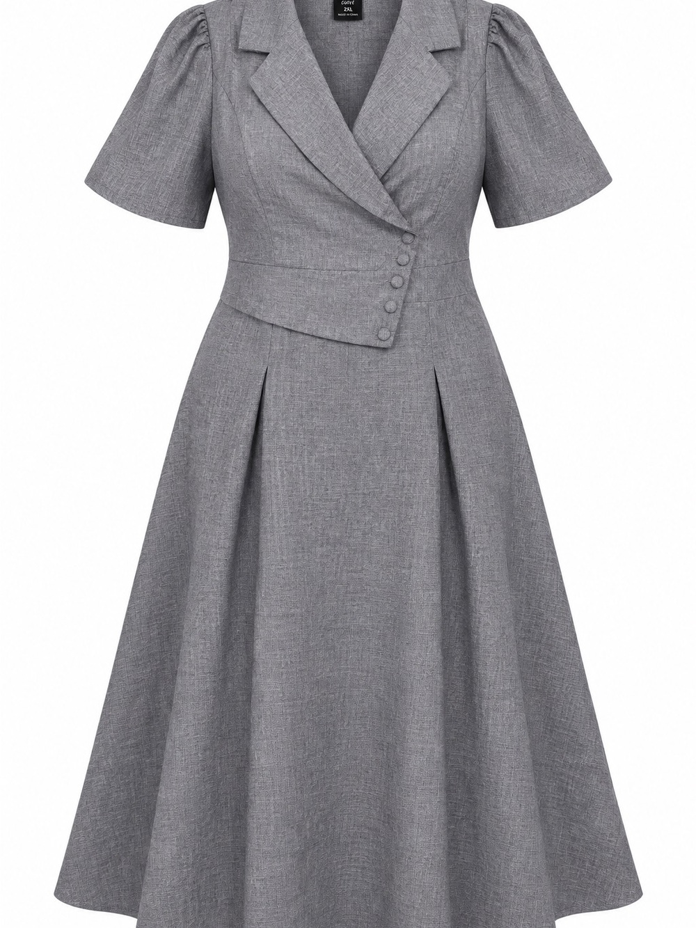 SHEIN CURVE 2XL Gray Blazer-Style Midi Dress